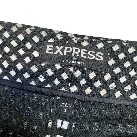 Express Black White Check Columnist Slim Ankle Pants 2 - Picture 8 of 9
